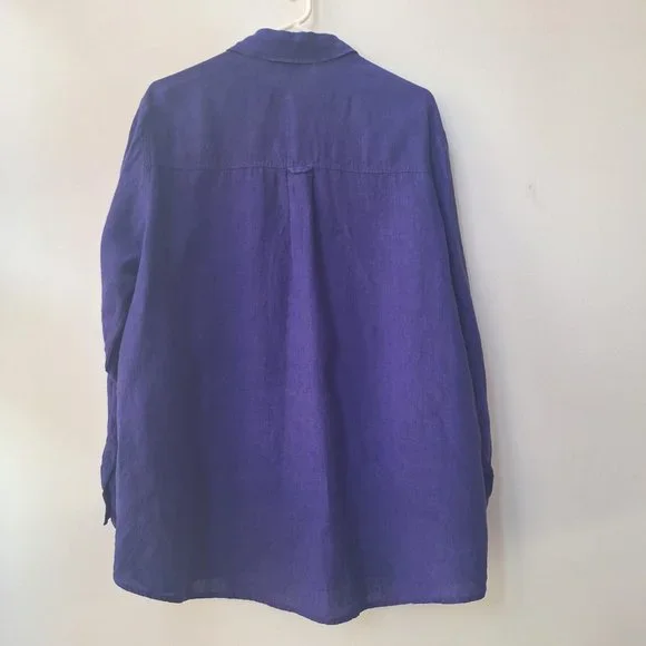 VTG CHICO'S DESIGN Purple Linen Shirt - Picture 3 of 5
